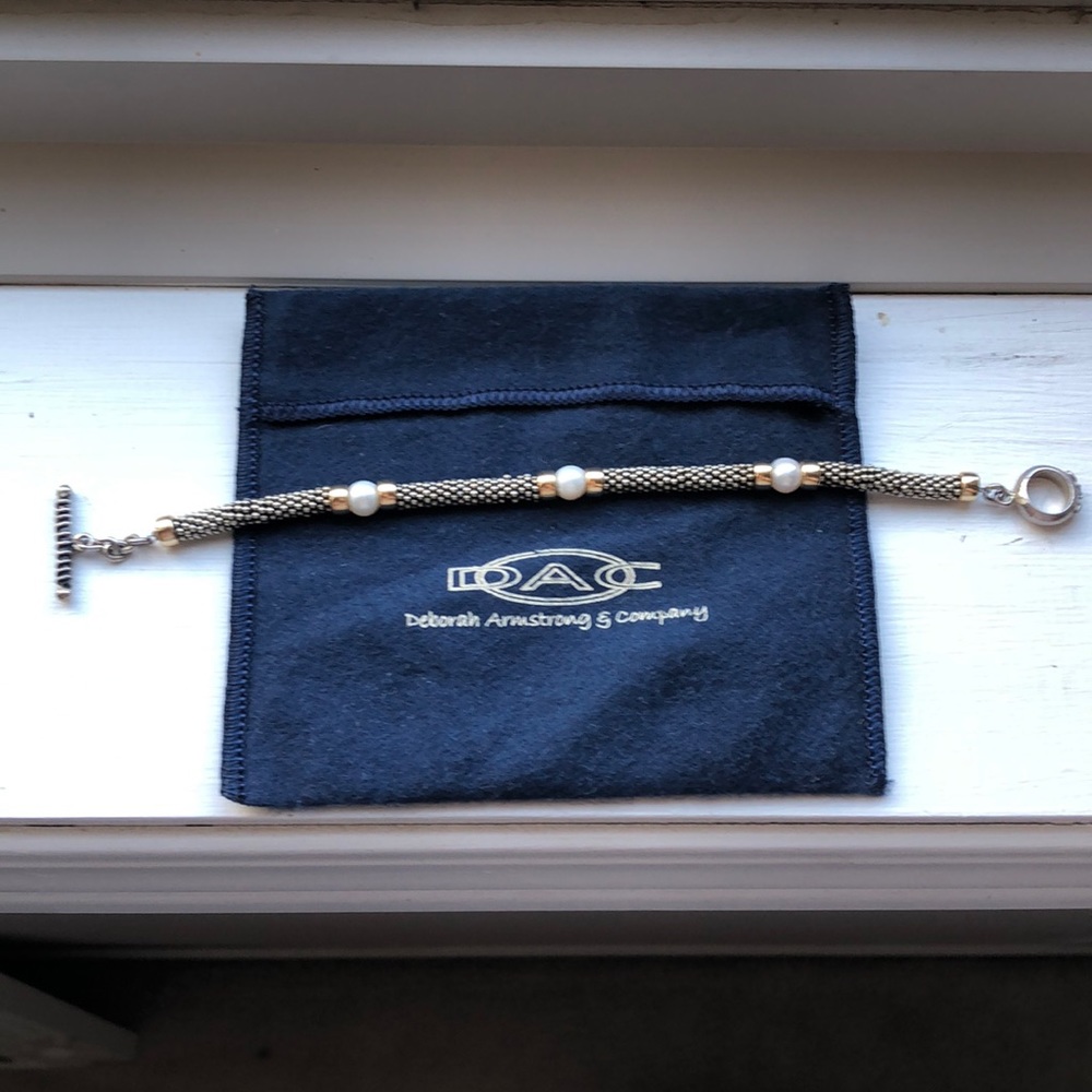 Pearl & Linked Silver Stacked Bracelet